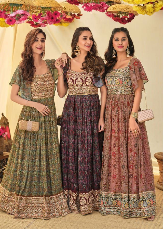 Eba Rich Look New Stylish Party Wear Heavy Designer Georgette Long Kurti Collection